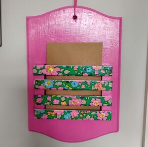 Liberty Art Fabric Decoupage Wood Letter/Pepper Holder Pink Green Floral Cottage